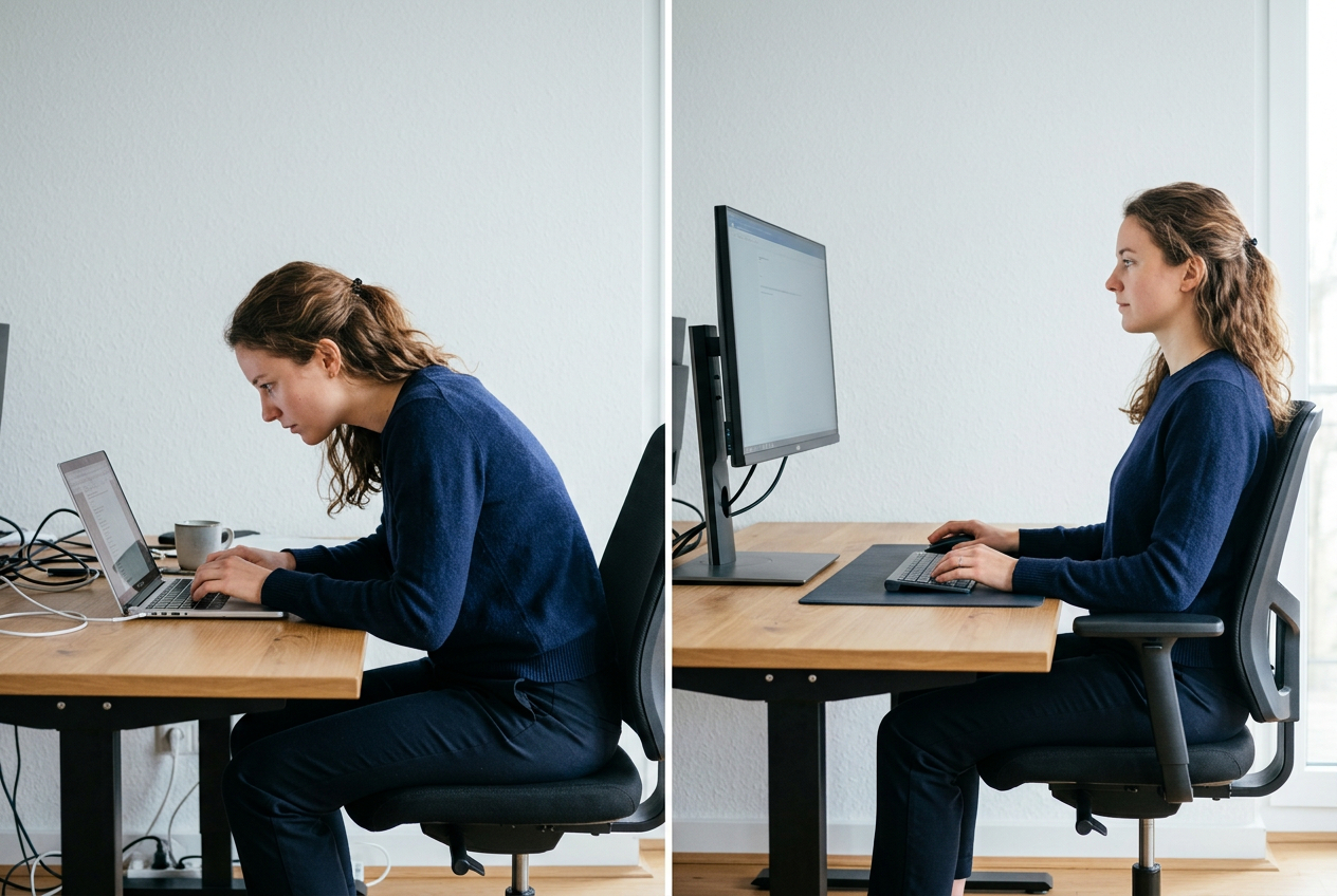 Notebook a záda: proč vás laptop bolí a jak to jednoduše vyřešit